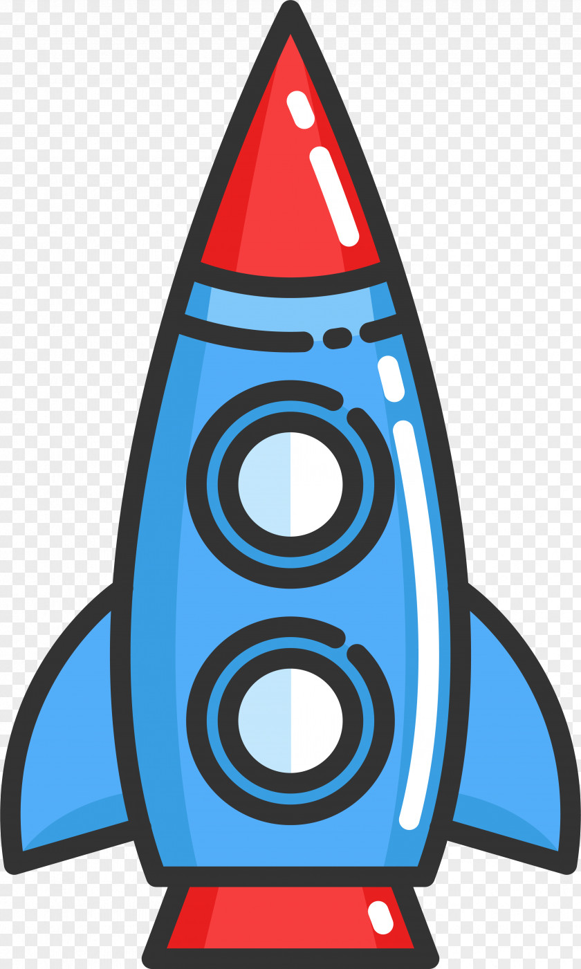 Flat Red And Blue Rocket Spacecraft PNG