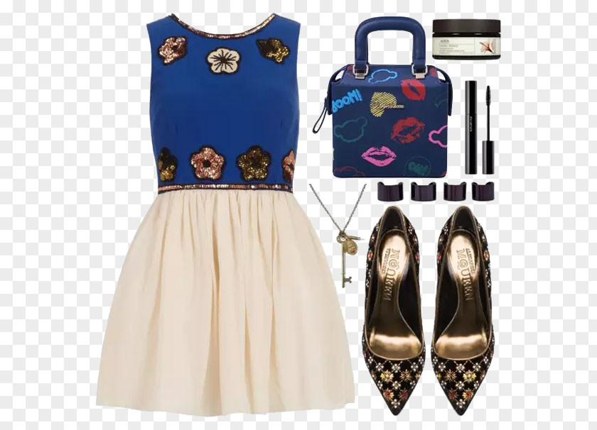 Floral Skirt And High Heels Fashion High-heeled Footwear Clothing PNG