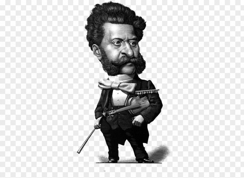 Johann Strauss II Composer Caricature Portrait Music PNG Music, Black and white beard cartoon characters clipart PNG
