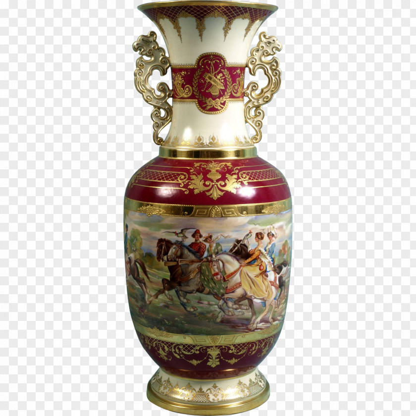 Hand Painted Vase Artifact Urn Porcelain PNG