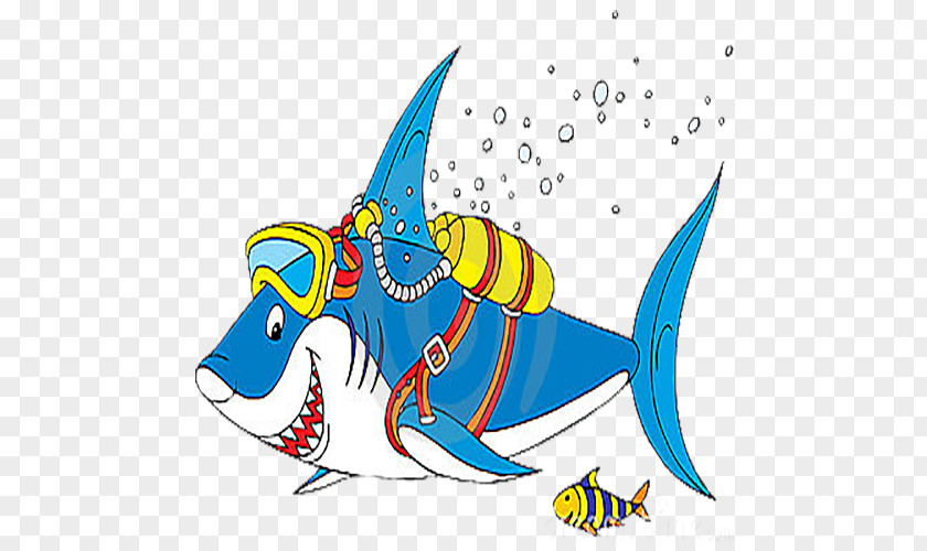 Blue Shark Diver Stock Illustration PNG