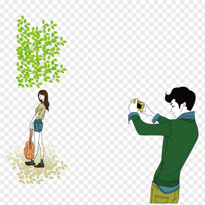 Camera Man To Woman Photography Illustration PNG