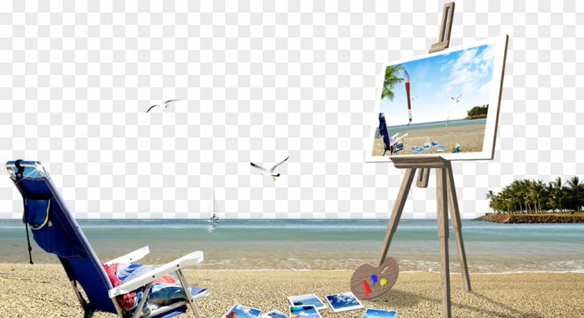 Free Beach Painting Pull Material Landscape Child Fukei PNG