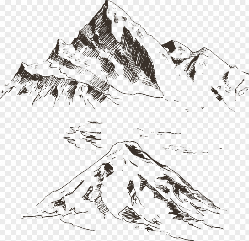 Vector Hand-painted Mountain Drawing Royalty-free Sketch PNG