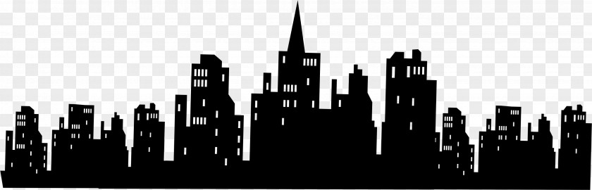 City Batman Gotham Skyline Silhouette Wall Decal PNG