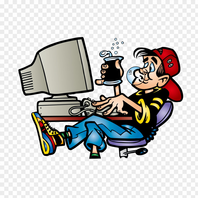 Drinking Man Playing Computer System Administrator Clip Art PNG
