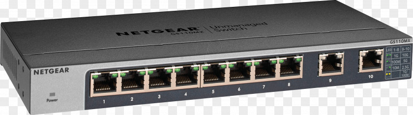 10 Gigabit Ethernet Network Switch Netgear GS110MX Unmanaged 10G Black PNG