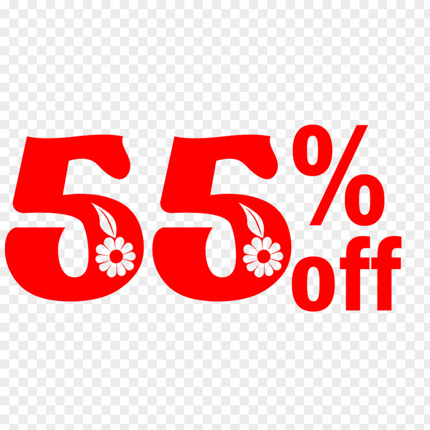 Spring Sale 55% Off Discount Tag. PNG