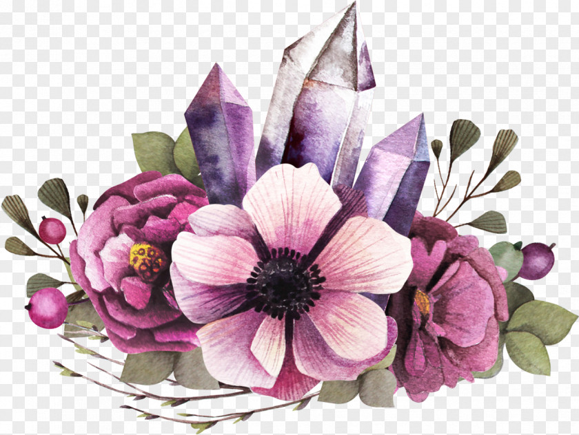 Purple Flower Clusters And Irregular Graphs Floral Design Watercolor Painting Clip Art PNG
