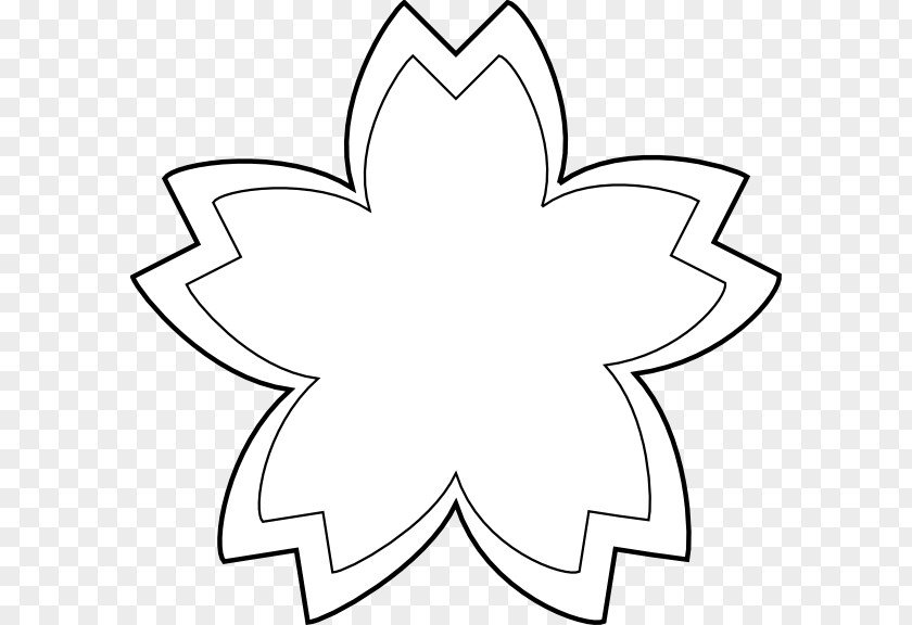 Simple Flower Outline Black And White Drawing Clip Art PNG