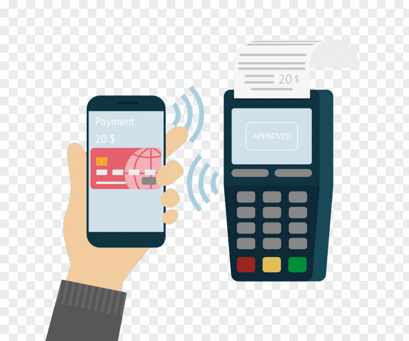 Vector Bank Card Payment Feature Phone Mobile Unified Payments Interface Cashless Society PNG