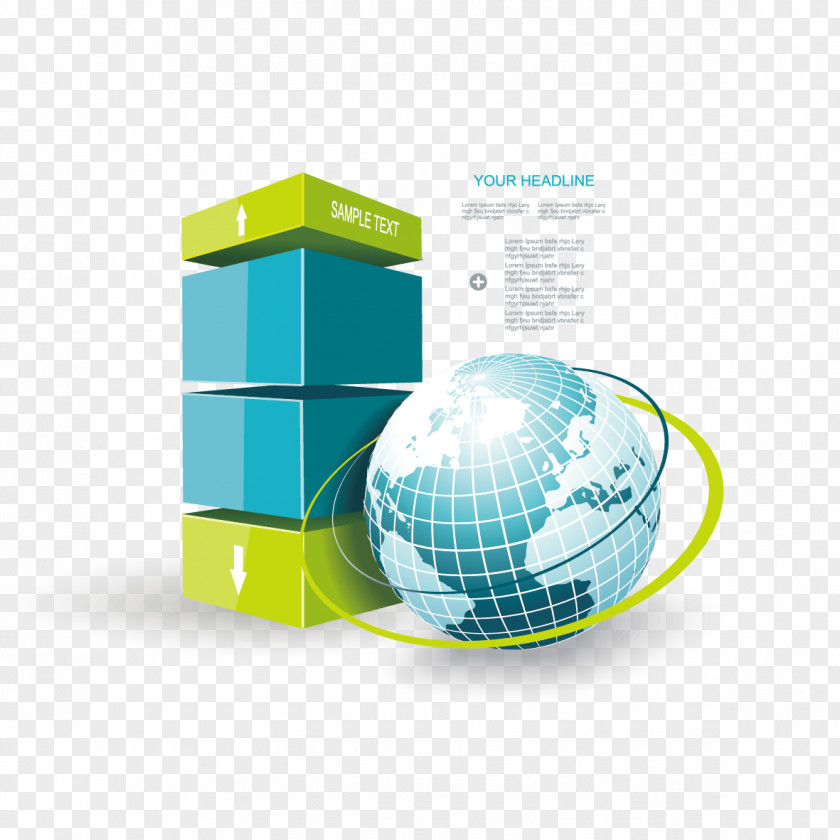 Vector Globe And Three-dimensional Patterns Graphic Design Management Infographic PNG
