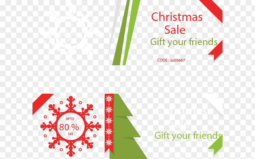 Snow Discount Banner Christmas Card PNG