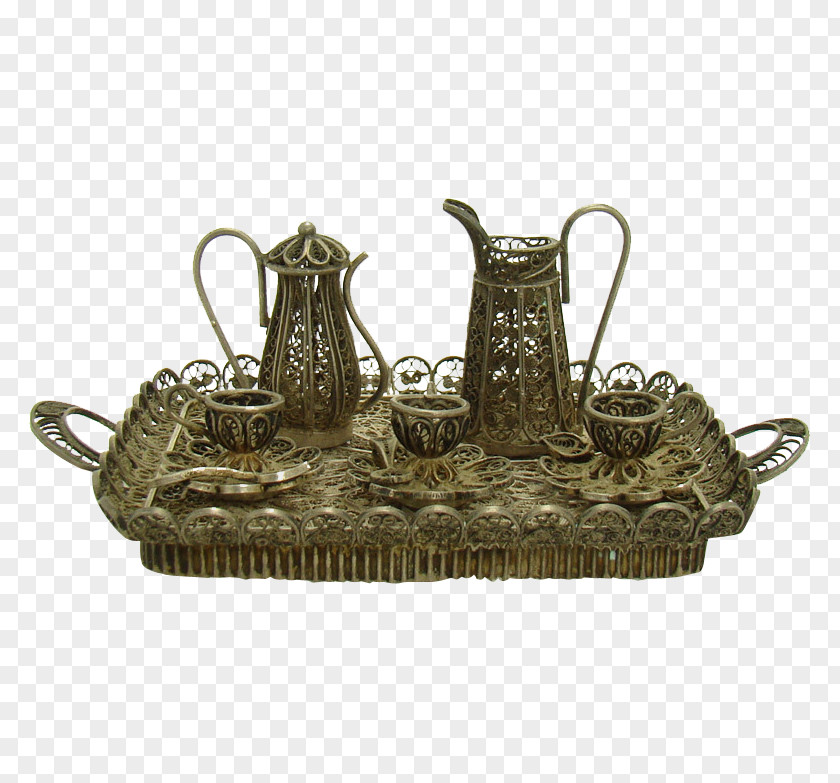 Tray Tea Set Filigree Saucer Teacup PNG