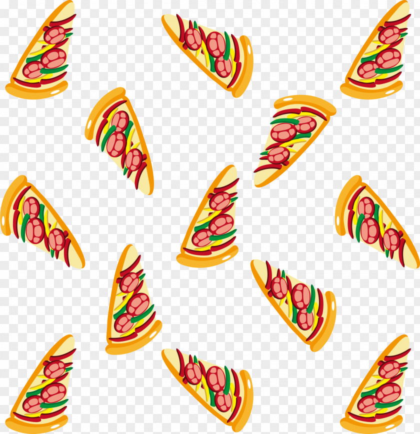 Yellow Pizza Fast Food Pattern PNG