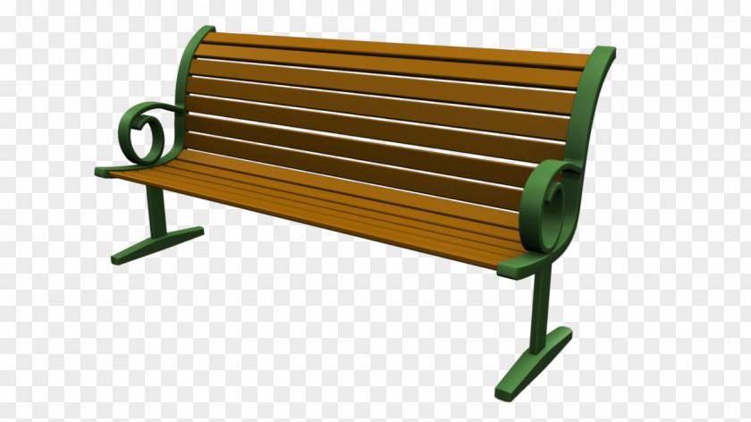 Wood Bench Garden Furniture Line PNG