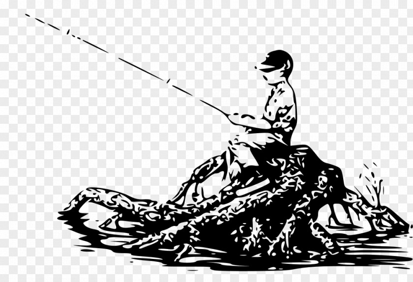 Boy Fishing Line Art Drawing Clip PNG