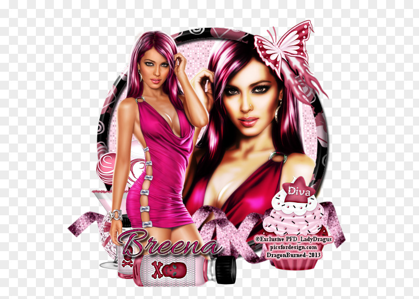 Breen Hair Coloring Long Product Pink M PNG
