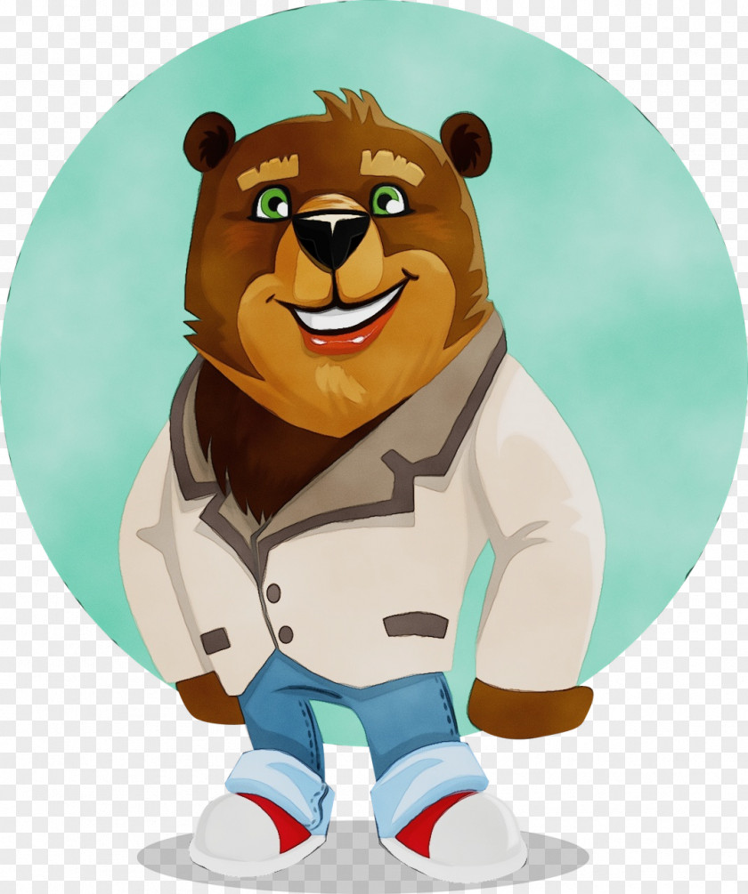 Grizzly Bear Animated Cartoon Brown Mascot PNG