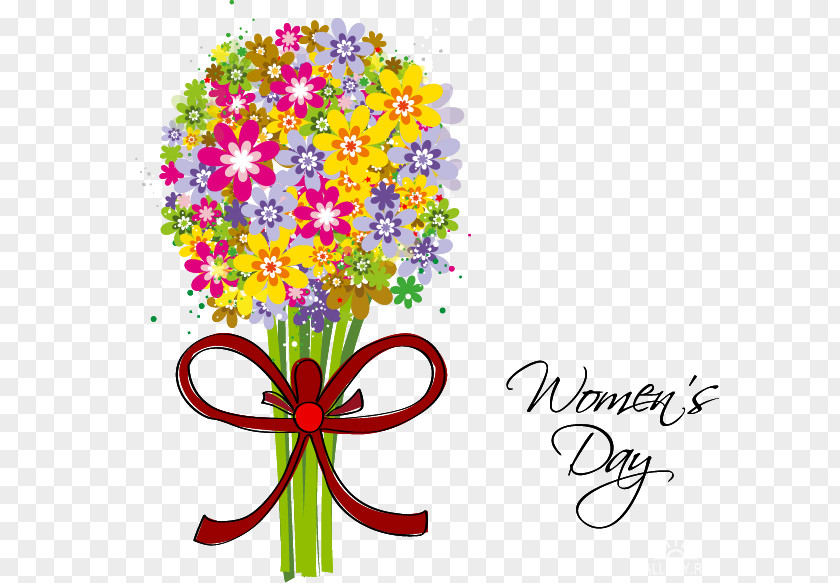 International Women's Day Floral Design PNG