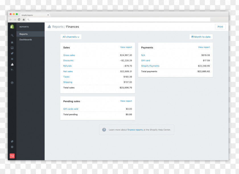 Summary Report Finance Shopify Computer Program Screenshot PNG