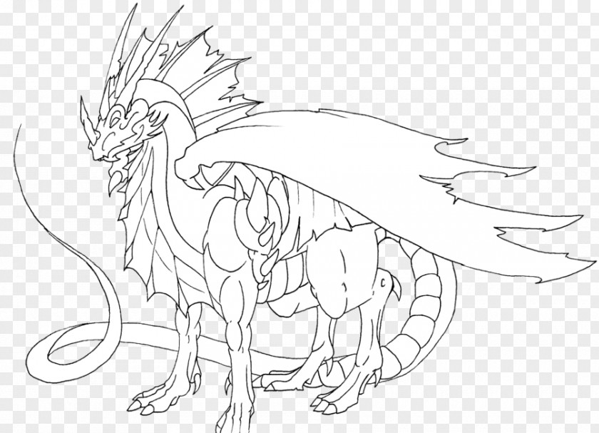 Dragon Line Art Drawing Sketch PNG