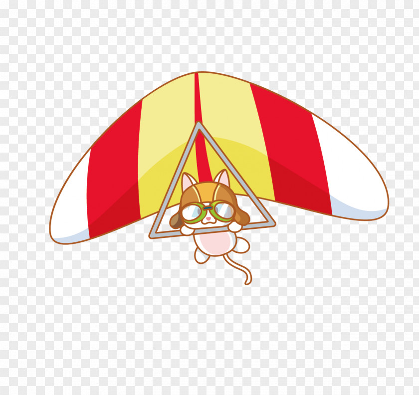 Vector Cartoon Cat And Paragliding PNG