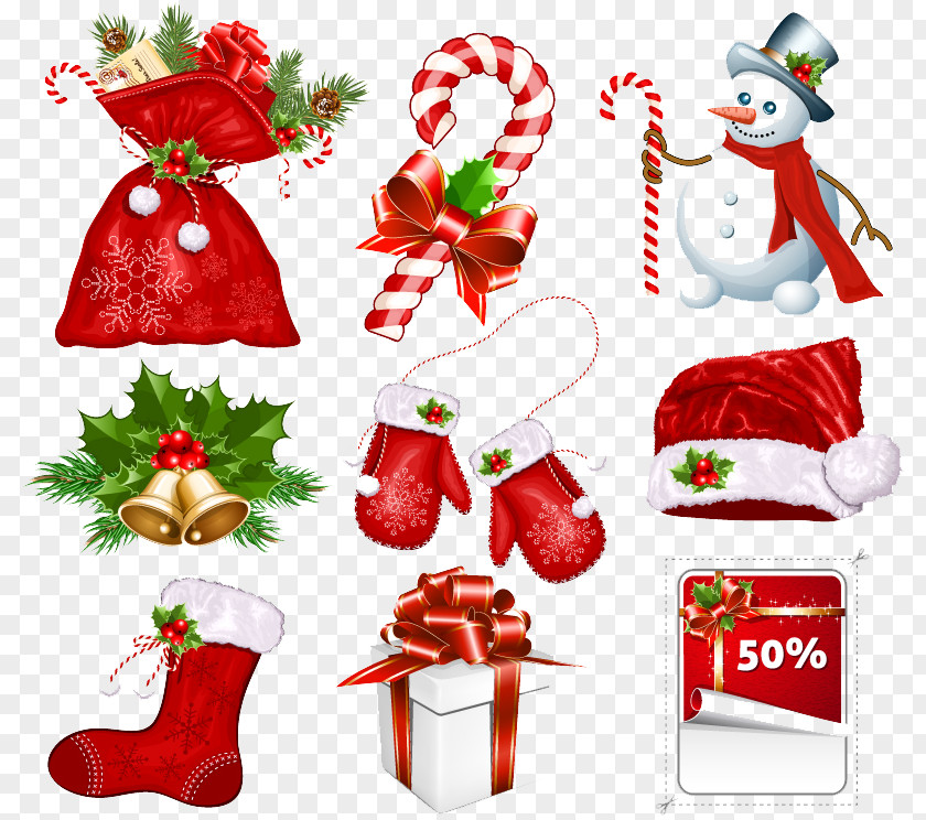 9 Red Christmas Icon Vector Material Symbol Candy Cane Clip Art PNG