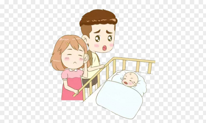 Cartoon Mom And Dad Crying Baby Infant Drawing Mother Child PNG