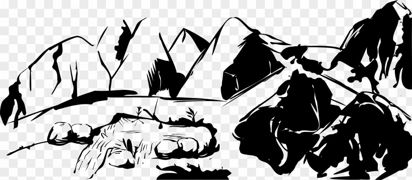 Pond Mountain Black And White Clip Art PNG