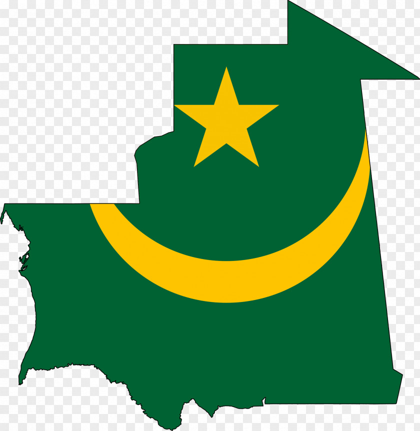 Satellite Map Flag Of Mauritania Vector PNG