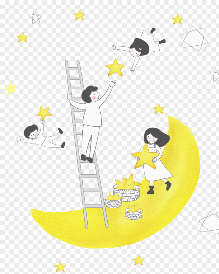 Yellow Moon Illustration PNG
