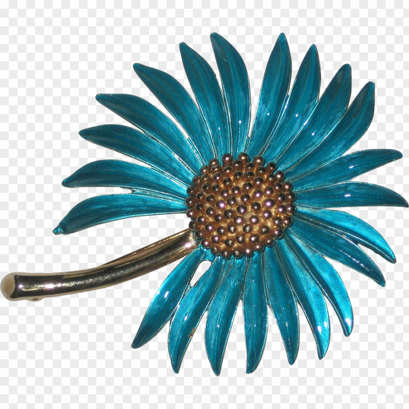 1960s Flowers Jewellery Common Daisy Brooch Turquoise Lapel Pin PNG