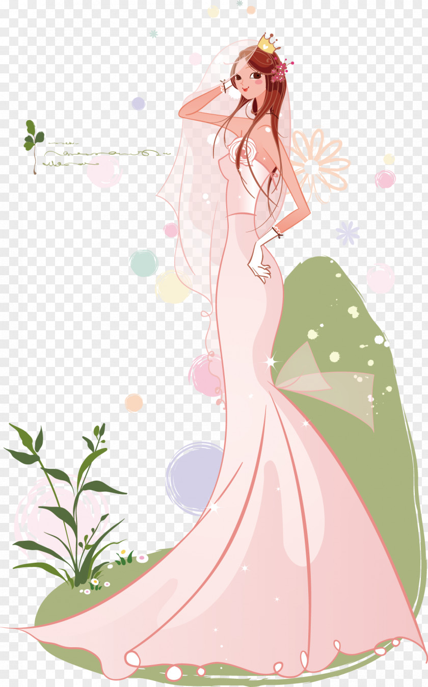 Bride Marriage Contemporary Western Wedding Dress Illustration PNG