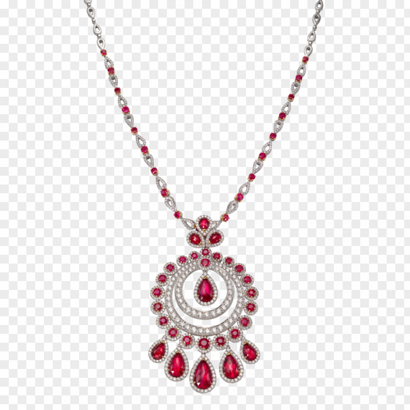 Ruby Locket Necklace Body Jewellery PNG