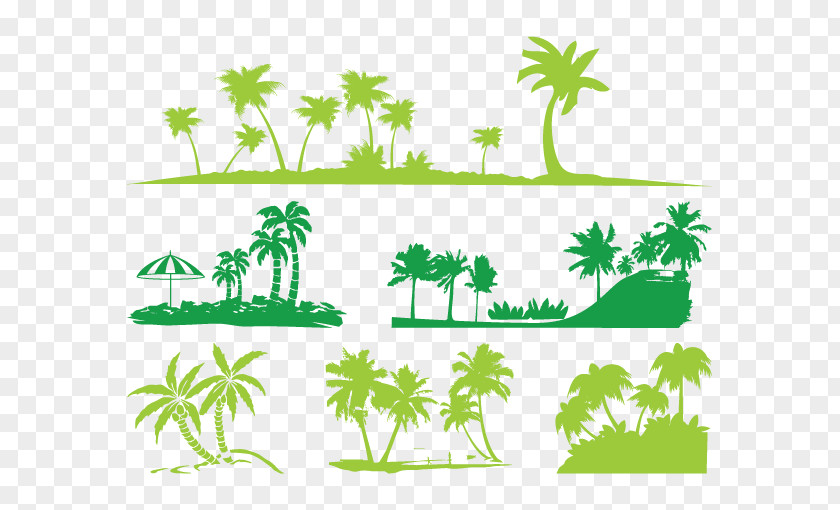 Creative Hand-painted Palm Forest Silhouette Arecaceae Illustration PNG