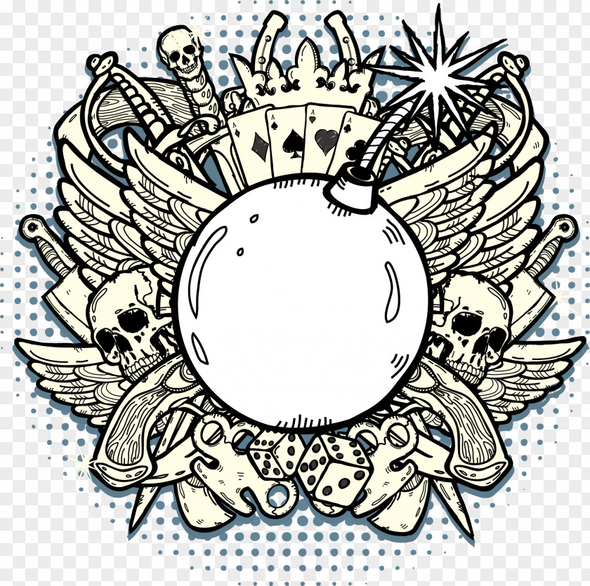 Decorative Bomb Skull Personalized T-shirt Graffiti Clip Art PNG