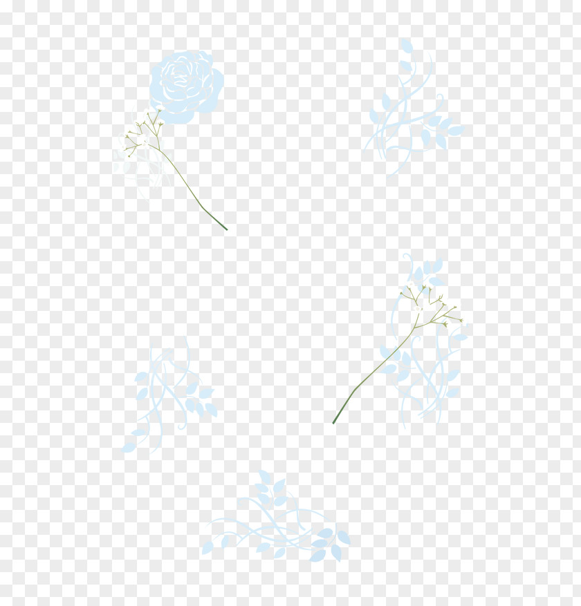 Fresh Flowers Blue Pattern PNG