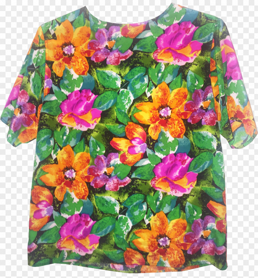 Green Flower Orange Top Blouse Floral Design PNG