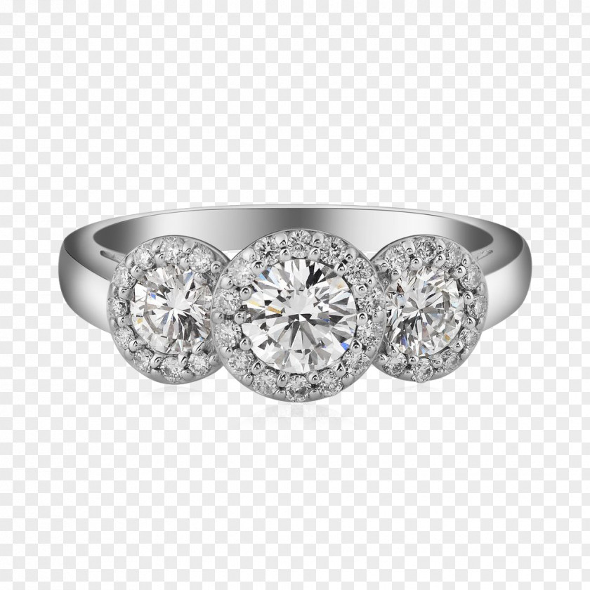 Engagement Ring Jewellery Halo 3 Diamond PNG