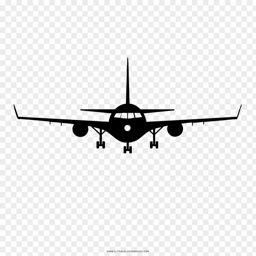 Airplane Narrow-body Aircraft Black And White Drawing Coloring Book PNG