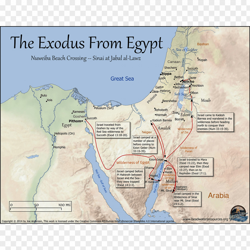 Map Land Of Israel Canaan Mount Sinai Bible Book Exodus PNG