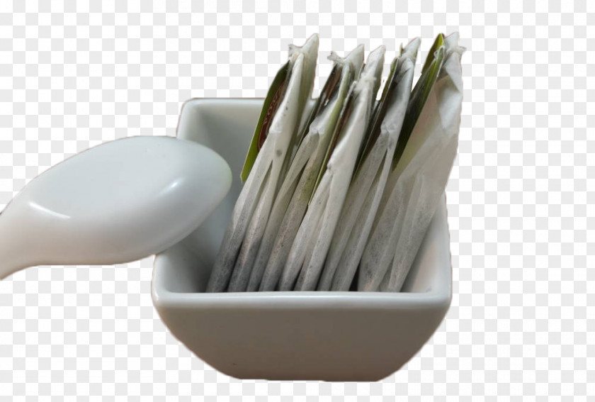 White Tea Bag Dish Spoon PNG