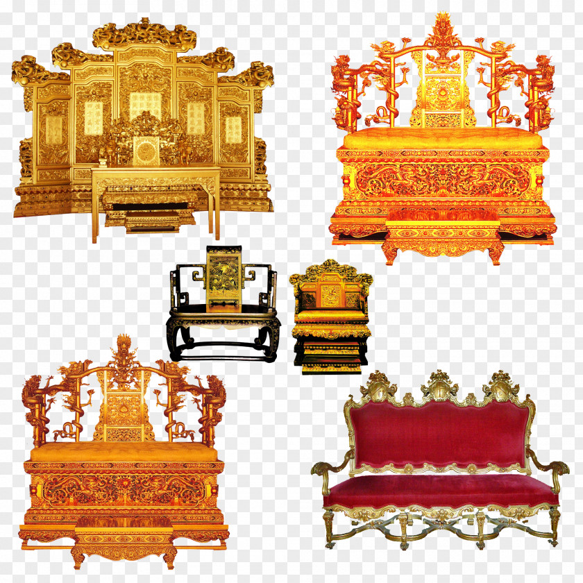 Golden Chair Forbidden City Emperor Of China Qing Dynasty Throne PNG