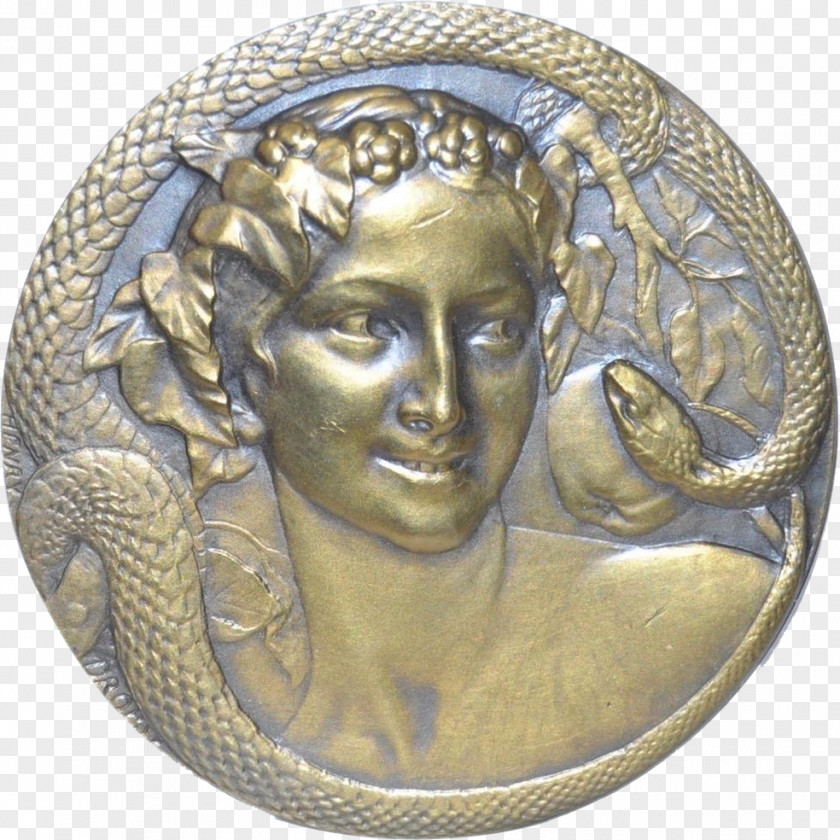 Art Deco Medal Bronze Coin 01504 Silver PNG