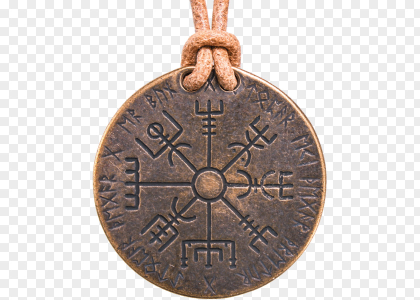 Viking Compass Vegvísir Medal Copper Bronze Through The Storm PNG