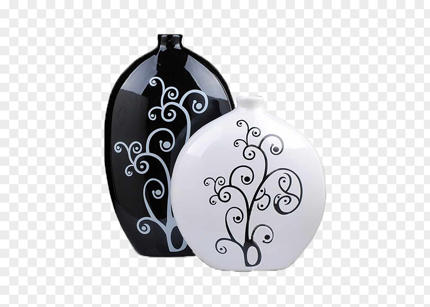 Black And White Vase Ceramic Decorative Arts Pottery PNG