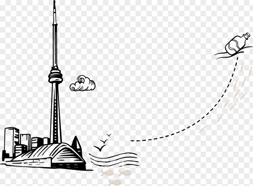 Eiffel Tower CN Drawing Line Art PNG