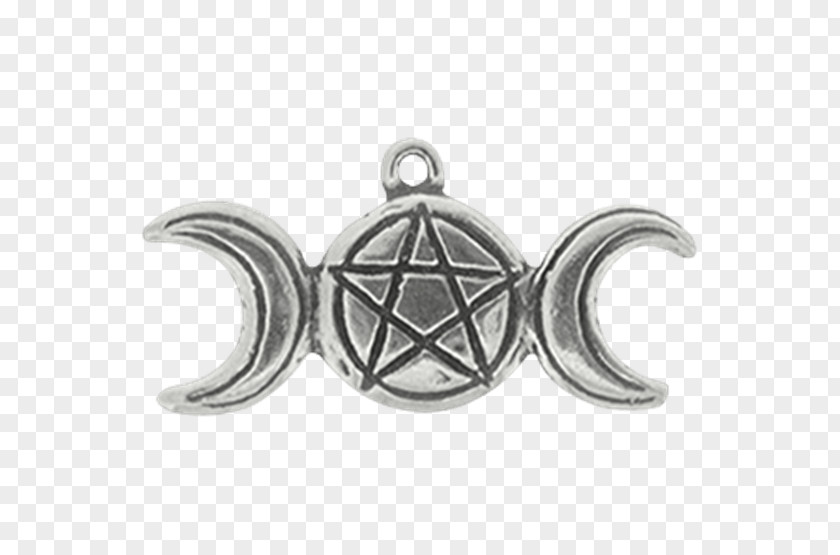 Triple Goddess Locket Necklace Wicca Lunar Phase PNG