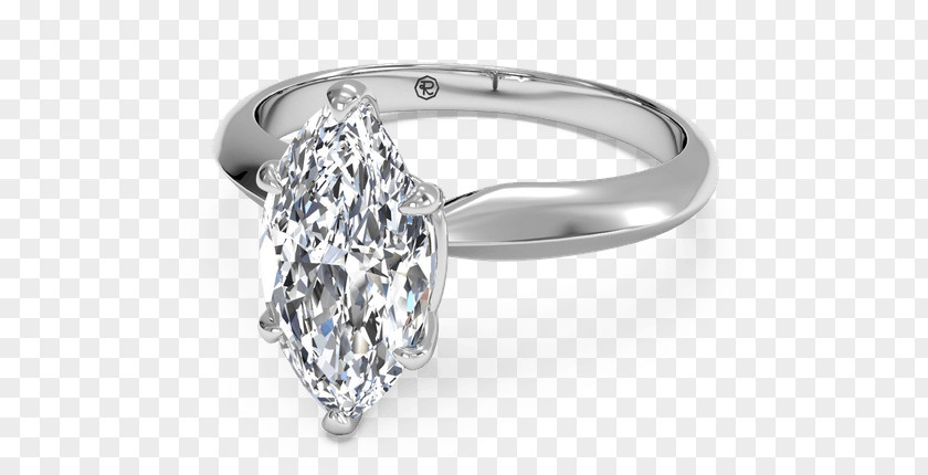 Solitaire Diamond Engagement Ring Platinum PNG